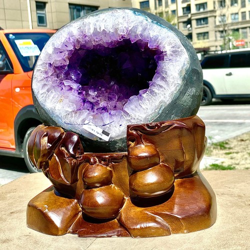 22.64LB Uruguay Natural Amethyst Money Bag Cave Decoration+Bracket - 第 2/15 張圖片