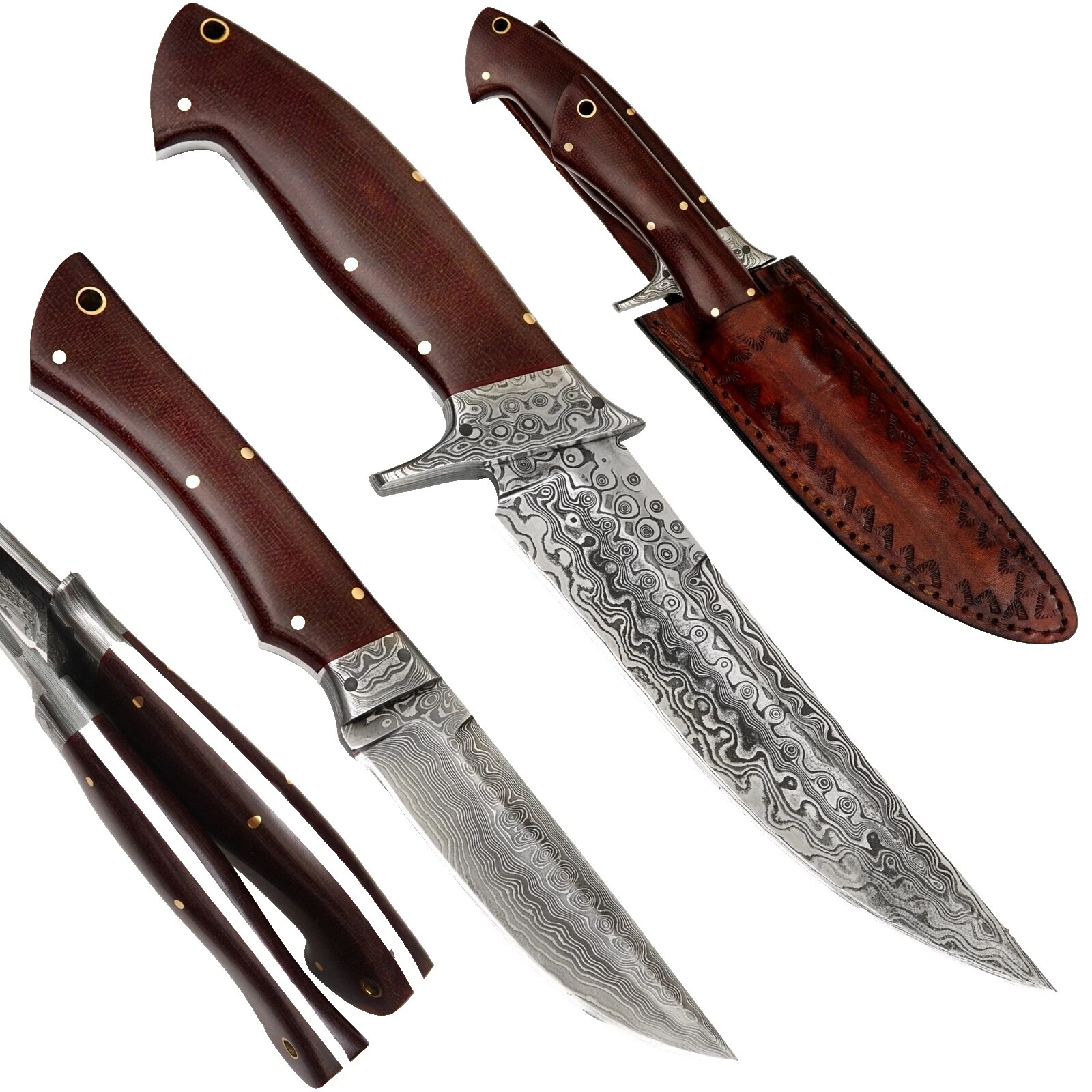 Damascus Steel Blade Collectible Vintage Bowies Fixed Blade Knives