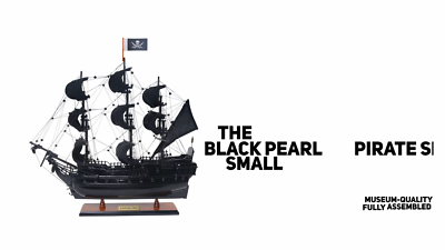 Black Pearl Pirate Small Ship Model Handmade Wooden 20 Inches