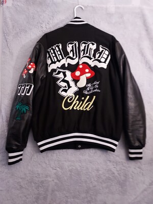 PacSun Jacket Mens Medium Varsity Bomber Embroidered Quilted Self Love Snap L