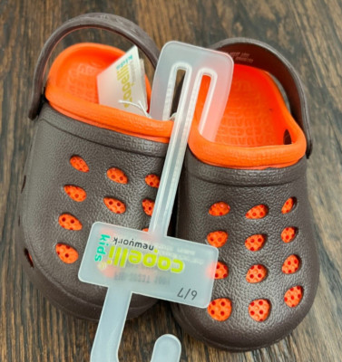 NWT CAPELLI KIDS New York Brown & Orange Slip On Clogs Shoes Toddler Size 6/7