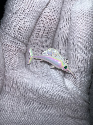 VINTAGE ANTIQUE RHINESTONE PIN BROOCH- SWORDFISH - Picture 15 of 17