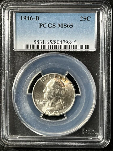 1946-D  25C Washington Quarter Dollar PCGS MS65  80479845