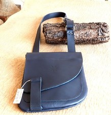 BORSA borsello vera pelle cuoio tracolla fatta a mano leather bag !! 1804 blu
