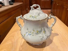 Vintage England Bishop & Stonier Covered Vegetable Dish Floral Victorian 7"H