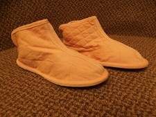 Vtg 1970s New Pink Corduroy Terry Tuck Tip-Toes Lounging Slippers Womens 6.5-7.5