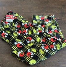 Dr Seuss The Grinch Mens Pajama Pants Sz L NWT Plaid Plush