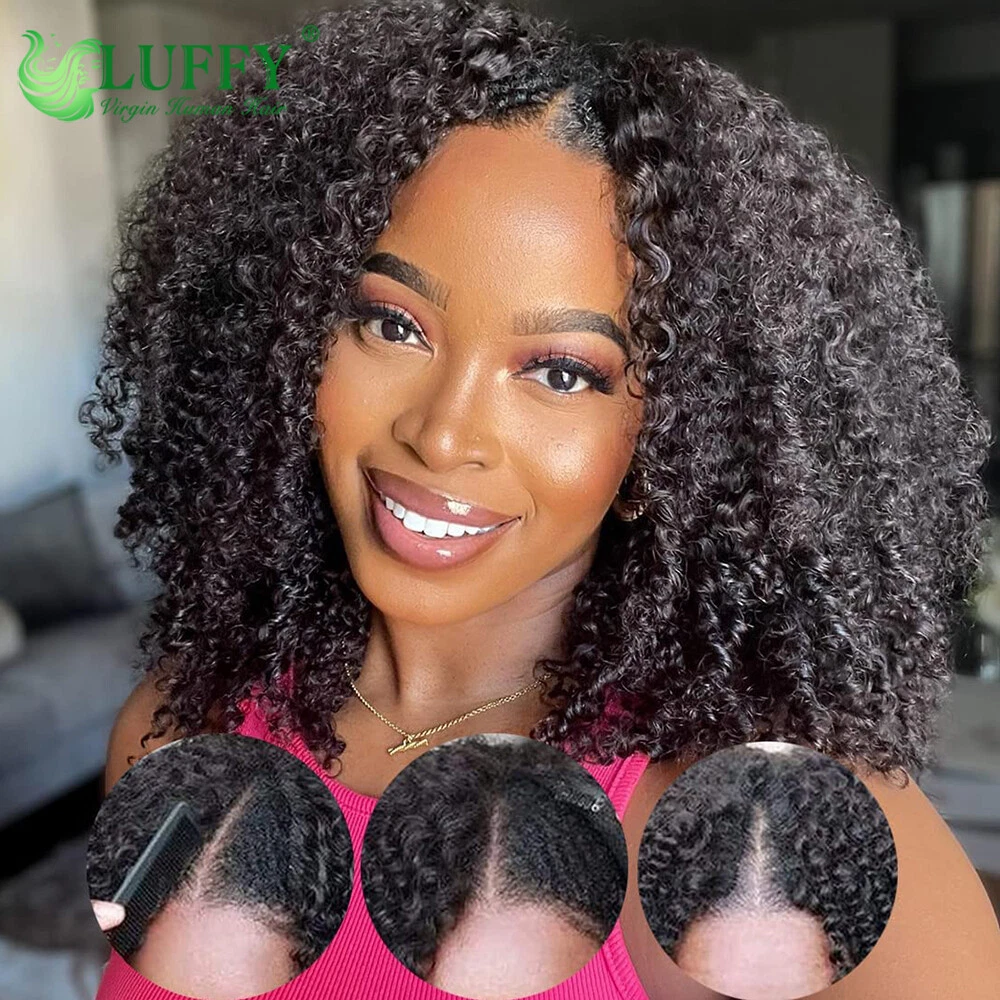 V Part Wigs Kinky Curly Human Hair U part Wigs 180 No Leave Out Brazilian Wigs