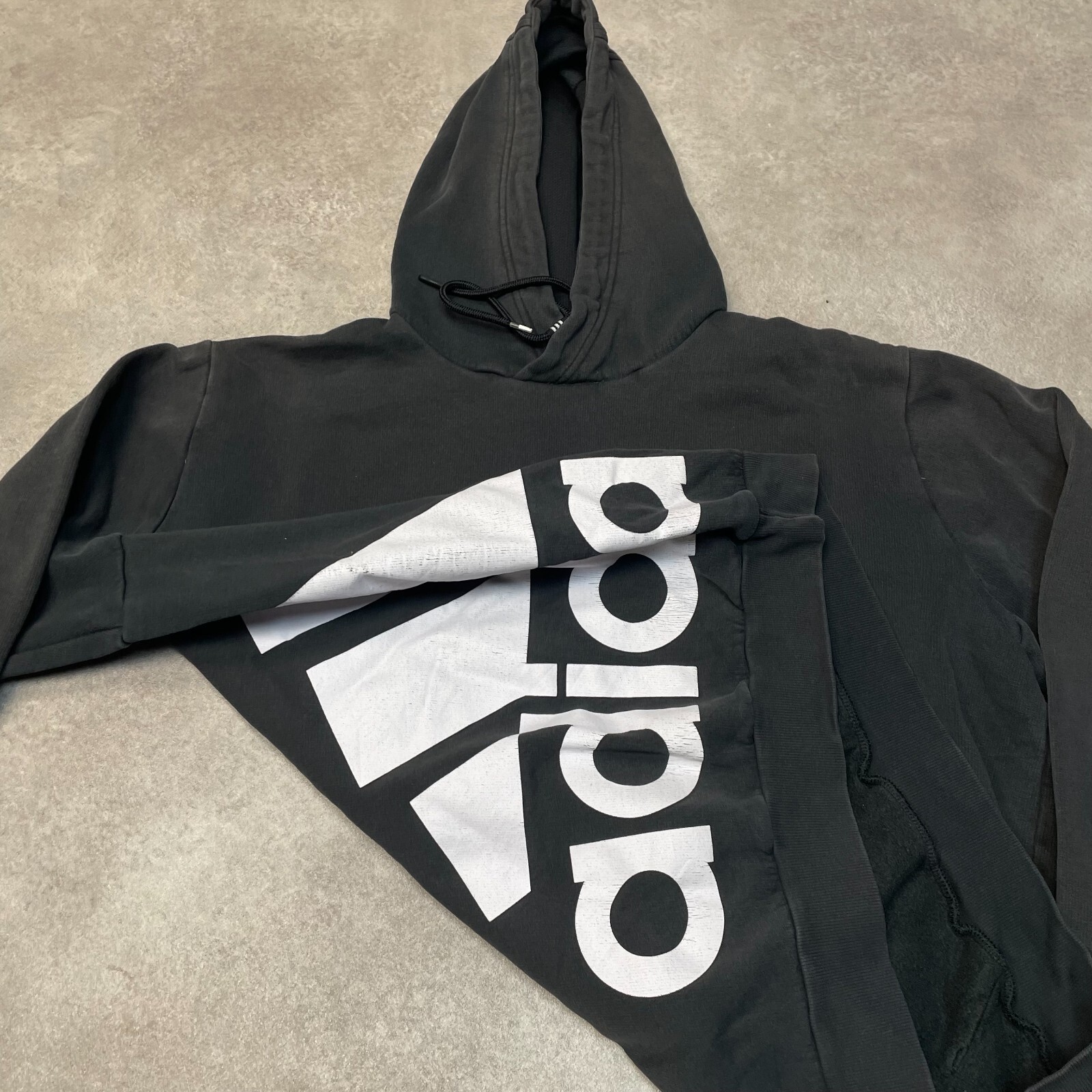 Adidas Hoodie Mens Y2K Pull Over Spellout Sweatshirt, Black Medium image 8