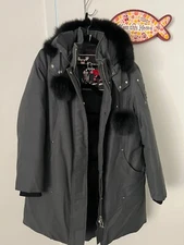 MOOSE KNUCKLES Women’s Stirling Parka Fur Granite/Black Fox Fur 2XL  $1,295