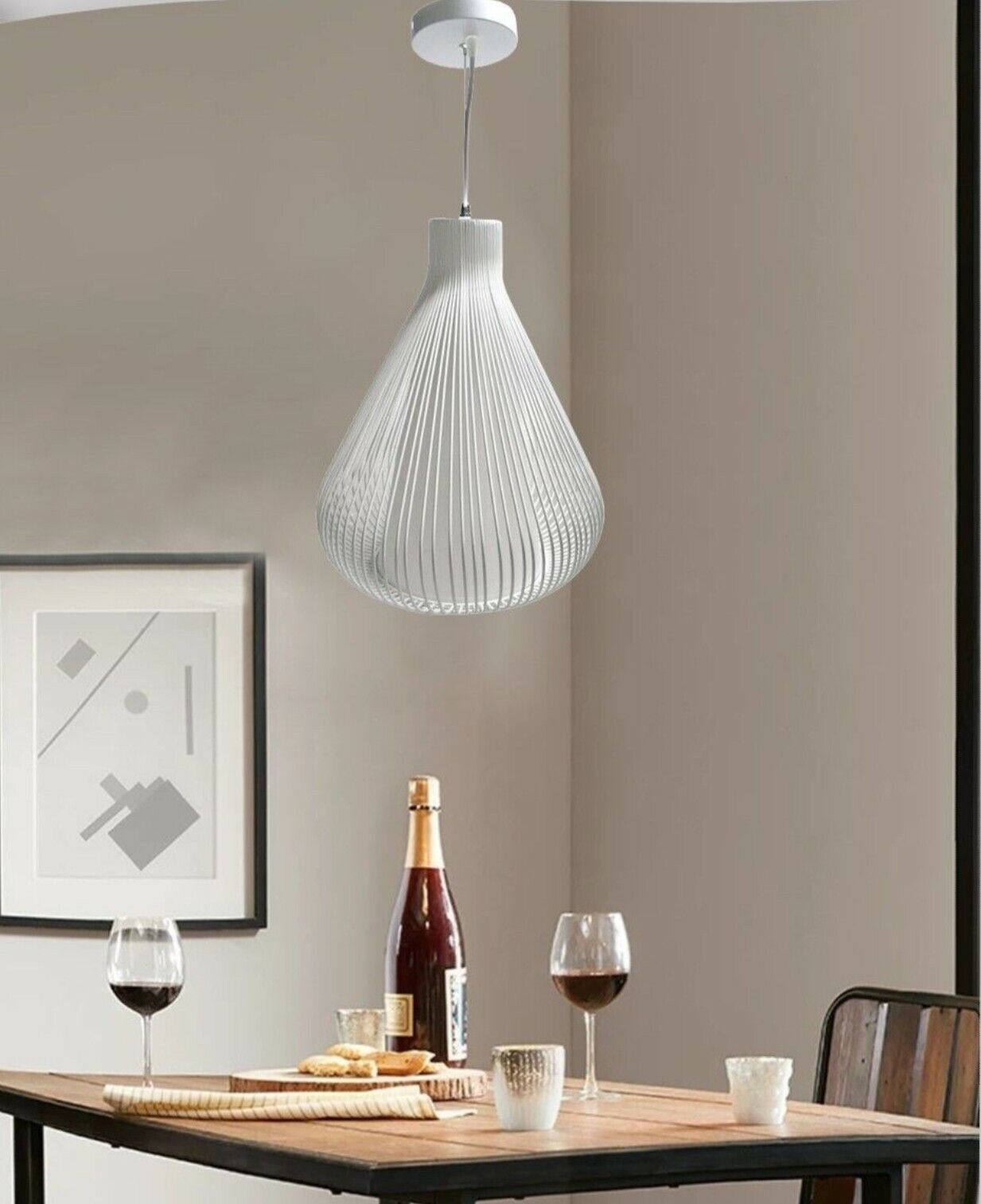 Lampadario Goccia Bianco Moderno attacco E27 | Sospensione Design Interni - 3