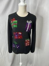 NWT Vintage Lisa International sequin christmas sweater soft small Presents