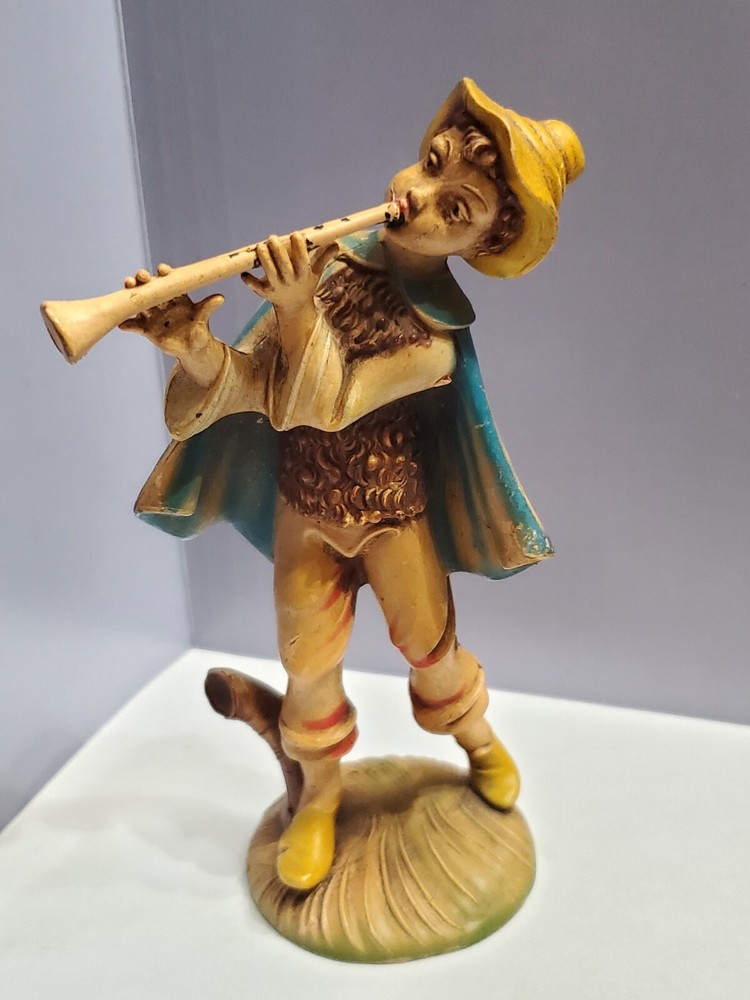 Vintage Nativity Figurine Horn Piper Player Made In Italy 332/250