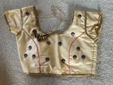 Bollywood Stitched Sari Blouse Embroidery work Top Sz M / L beige