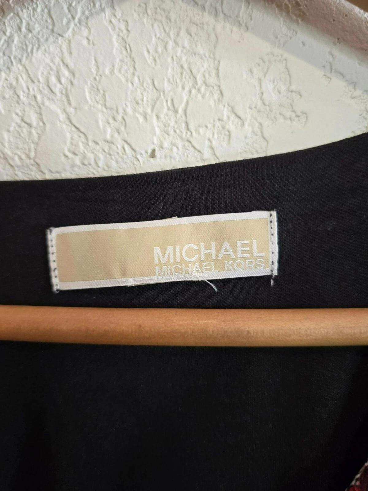 Abito Michael Kors nero rosso paisley lungo con volant maniche vescovo taglia XS