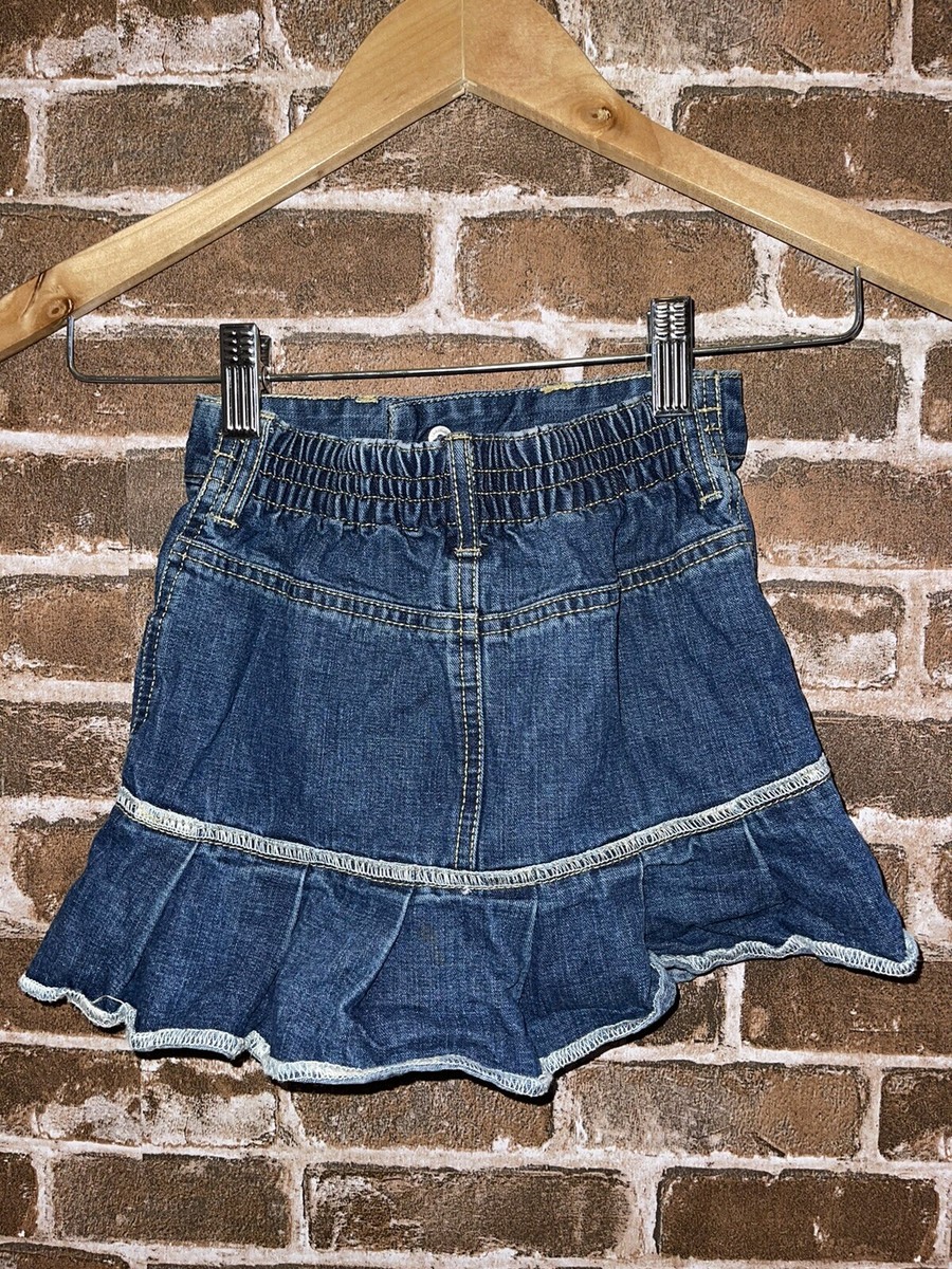 OLD NAVY GIRLS SIZE 4T DENIM SKIRT JEAN SKIRT RUFFLE BOTTOM - Main Image