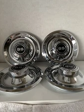 4 CHEVY GM DISK BRAKES RALLY WHEEL CENTER HUB CAPS W/ SILVER SS DECAL