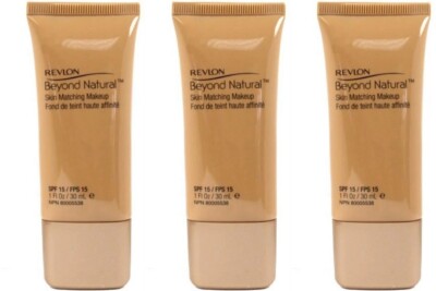 3 Revlon BEYOND NATURAL Skin Matching Makeup # 220 LIGHT - MEDIUM SEALED (308)