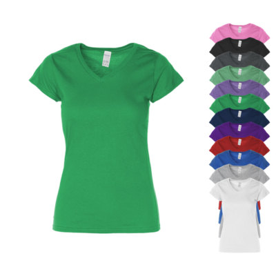 Gildan Damen T-Shirt SOFTSTYLE LADIES` V-NECK T-SHIRT V-Ausschnitt Neu G64V00L
