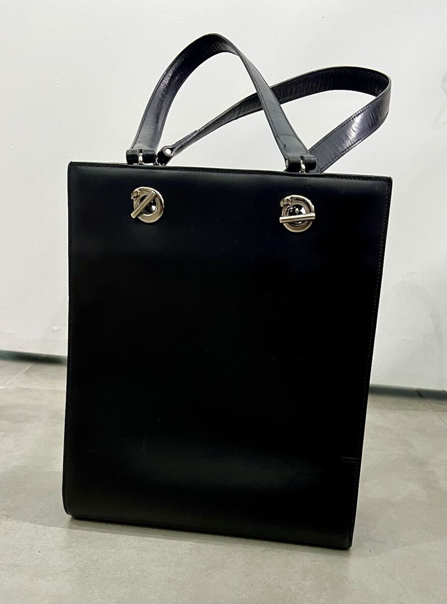 Authentic Vintage Cartier Panthere Black Leather Bag | eBay Authentic Vintage Cartier Panthere Black Leather Bag | eBay