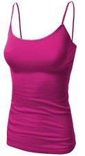 Ladies Stretch Plain Strappy Vest Cami Women's Tank Top Viscose High Quality UK