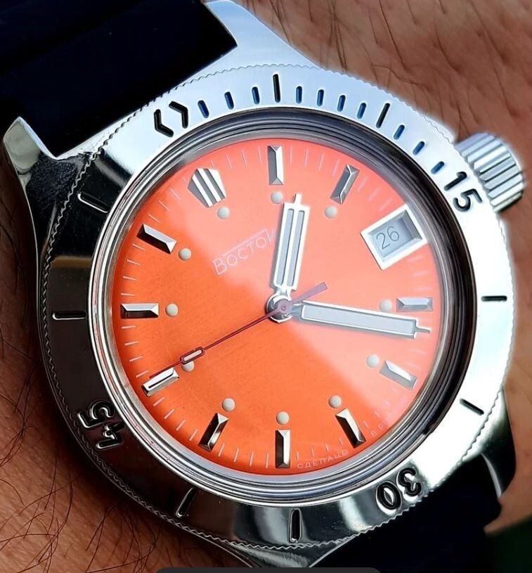 Orange Vostok Dive Watch New Vostok Orange Crown Mechanical Auto