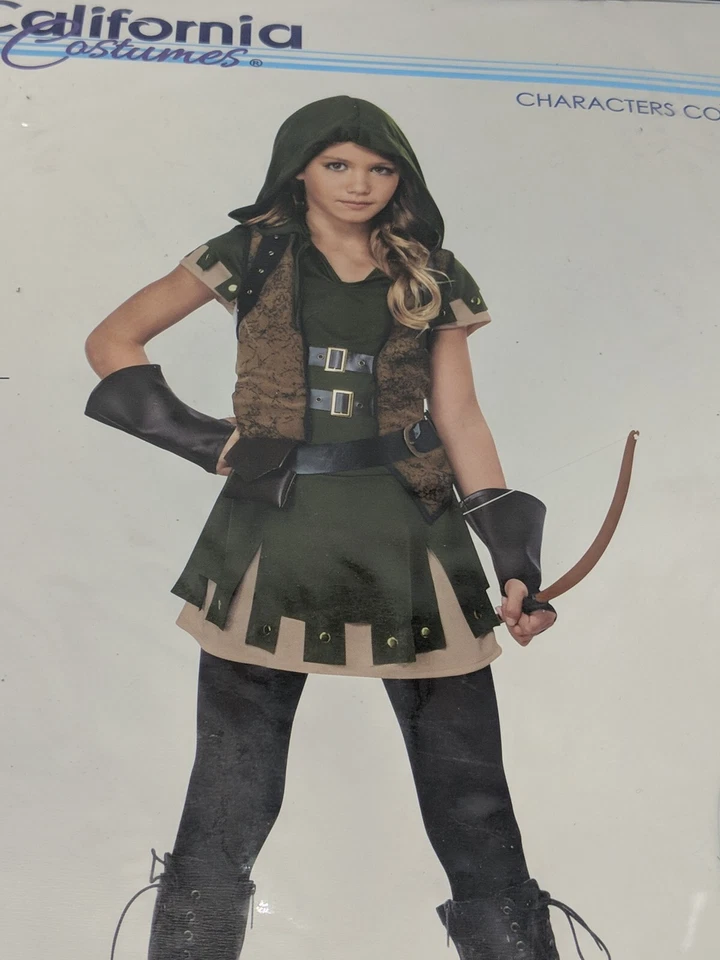 Miss Robin Hood Hunter Archer Costume Child M 8-10 Halloween - Image 3 of 4