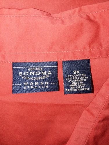 Sonomo 3X Normcore Preppy Career Long Sleeve Button Tunic Top Dark Orange NEW!! - Picture 8 of 11
