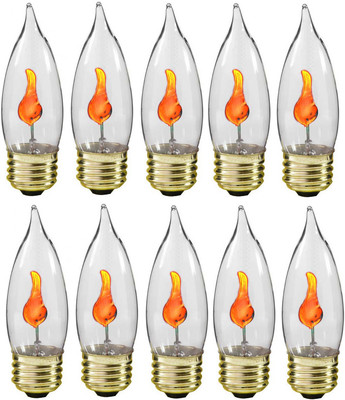 Creative Hobbies  3W Flicker Flame Light Bulb-Flame Shaped, Stdard Base-10 bulb