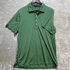 RALPH LAUREN RLX Shirt Men's Large Green/Navy Striped Golf Polo
