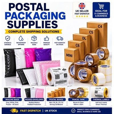 Postverpackungszubehör Versandtaschen Paketband Postkartons Thermoetikett UK