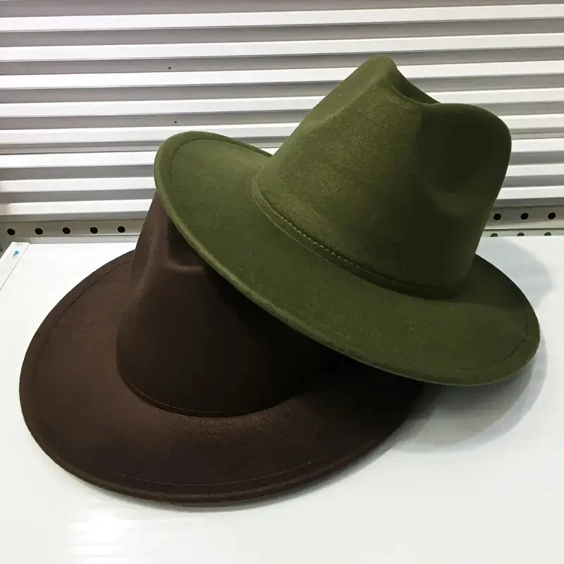 Classic Wide Brim Fedora Hat Felt Panama Jazz Cap Unisex Style, Men, Woman - Image 3 of 4