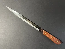 ROGERS Made In Japan WOODEN STAINLESS STEEL 10.5" Serrated Bread Knife