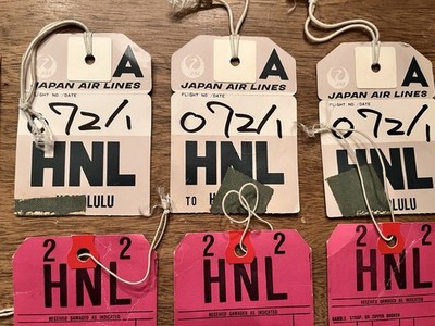 Vintage Airline Baggage Tags Tokyo Japan TYO Honolulu Hawaii HNL
