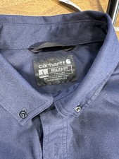 Carhartt Rugged Flex Long Sleeve Shirt Large Blue Workwear NWOT