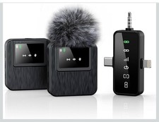 3-in-1 Compact Wireless Microphone iPhone Android Camera 20H Battery 328FT Range