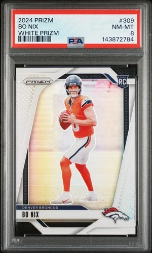2024 PANINI PRIZM WHITE PRIZM #309 BO NIX ROOKIE RC 1/35 PSA 8