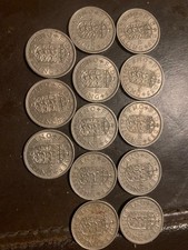 Complete Set of 14 Elizabeth II 1953 - 1966 1s English Shilling Coins