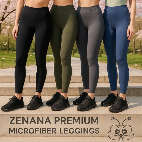 Zenana Premium Mikrofaser Leggings🍯Volle Länge Training Hohe Taille Yogahose - Bild 62 von 100