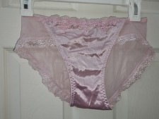 Vintage Girly Glossy Satin Mesh Pink Panties. Size Med