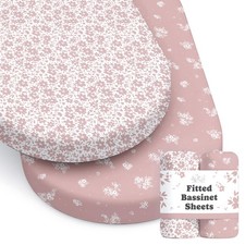 Fitted Baby Bassinet Sheets 2-Pack - Soft Cotton for Standard Mattresses