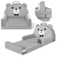 Kids Sofa Bed with Removable Washable Cover  Magic-Tape Backrest   Foldable Tod