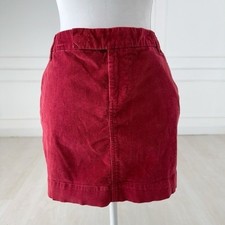 Gap Corduroy Mini Skirt Women Size 6 Red Maroon Crimson Burgundy Stretch Casual