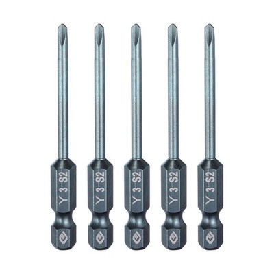 5pcs 1/4'' Hex Shank Y3 Magnetic Head 2.6'' Long Y-Shaped Screwdriver Bit Blue