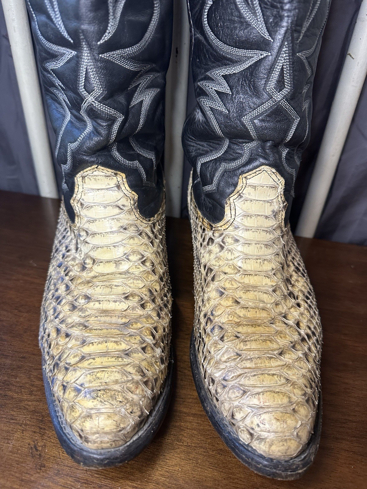 Vintage Larry Mahan Cowboy Boots Python Snakeskin… - image 8