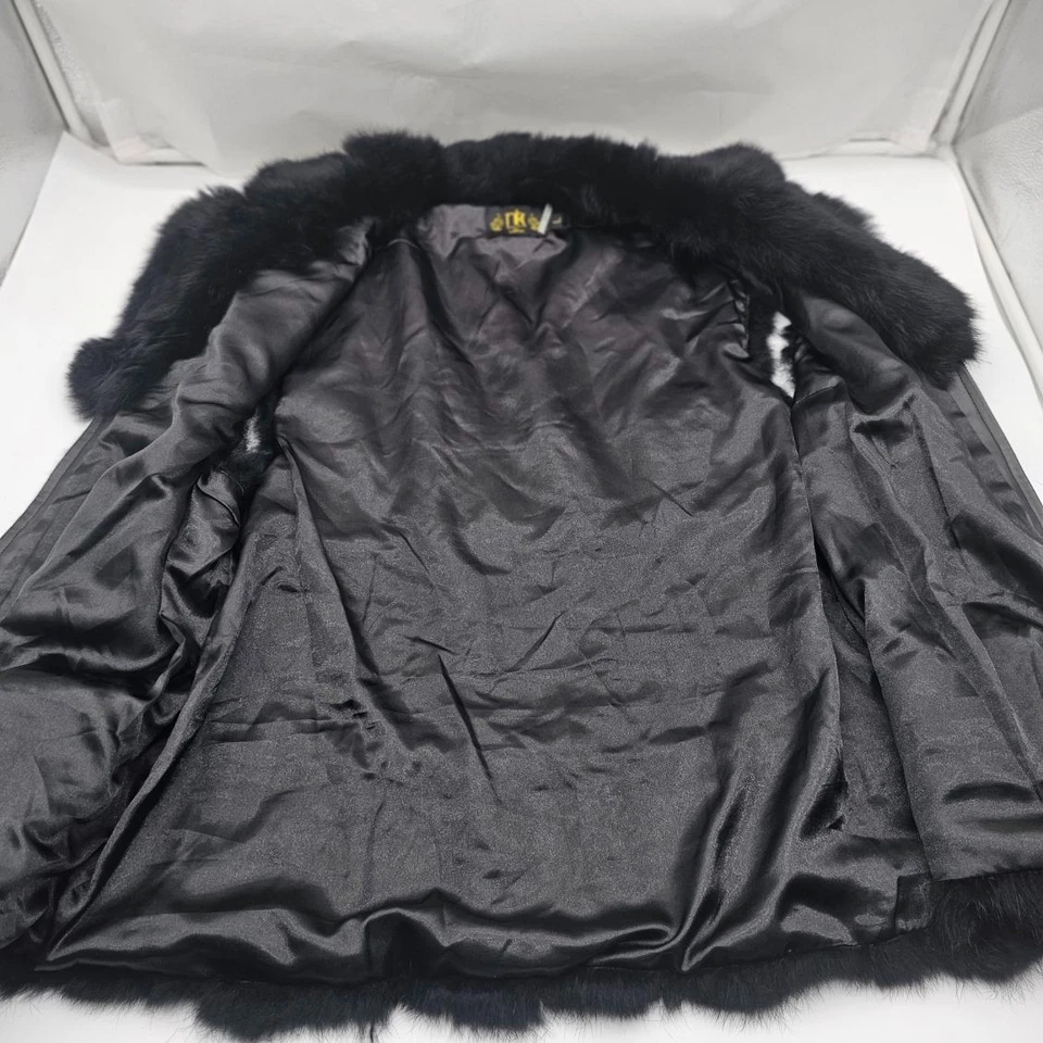 Chaleco de piel de conejo negro cintura ajustada talla L colección métrica para mujer Fa Foto 3 de 4