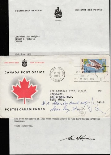 Canada to Hong Kong 15c Plane Transatlantic Flight PRESENTATION FIRST DAY 1969