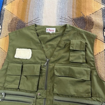 Vintage Orvis Men's Fly Fishing Vest Size Medium Green Multi