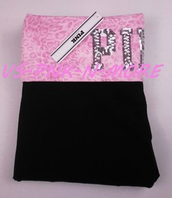 Victorias Secret VS PINK Bling Sequin Foldover Flare Leggings Pant Leopard S M L