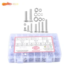 236PCS M10 M8 M6 Heavy Duty Bolts and Nuts Assortment Kit 304 Stainless Steel